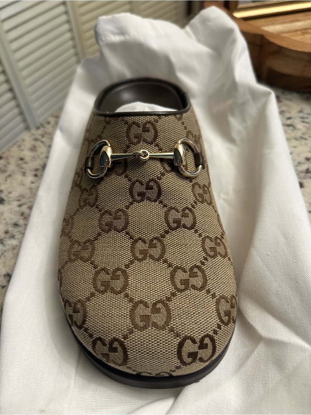 Gucci Brown GG Canvas Horsebit Mule - Picture 2 of 8